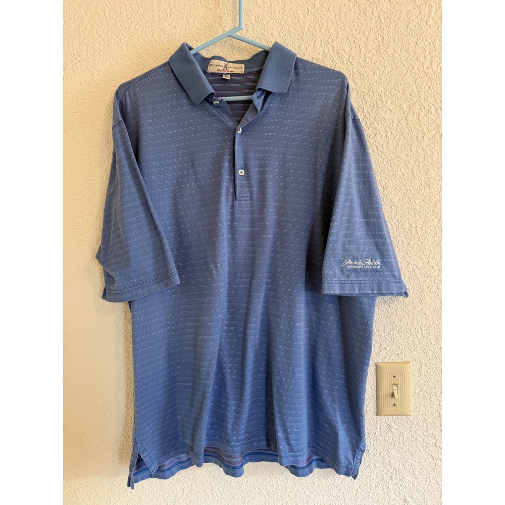 Fairway Greene Men XL Blue Striped Polo Jimmie Austin University Golf Club Shirt - Picture 7 of 7